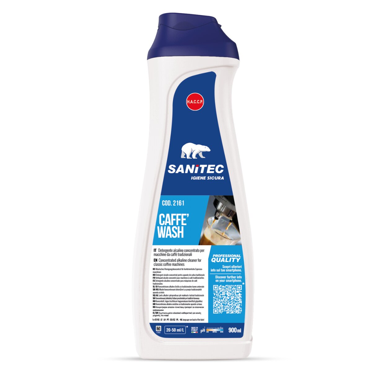 Жидкость для чистки кофейных масел и групп кофемашин Sanitec CAFFE’ WASH (2161) 900 мл